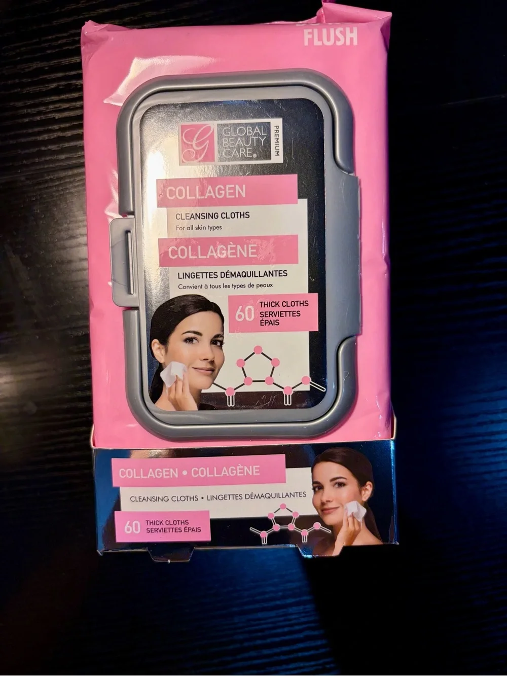 Global Beauty Care Collagen Cleansing Cloths – Pink + Face Mask Duo Set 🌸